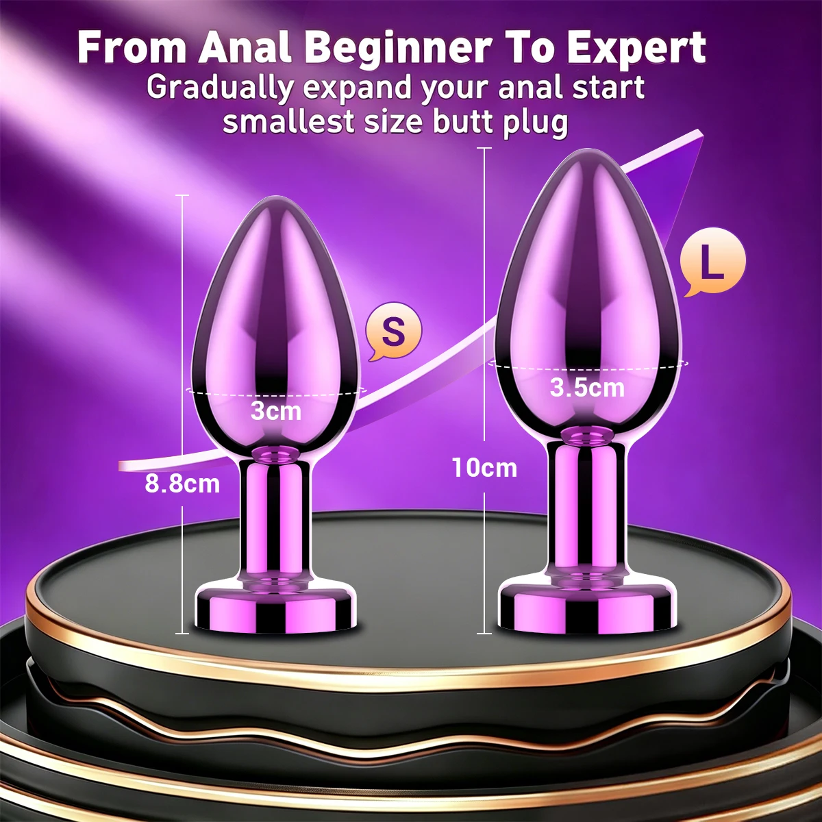 Anal Plug Vibrator APP Remote Control 10 Powerful Vibrations Prostate Massager with Flashing Light Base Adult Sex Toy for Couple