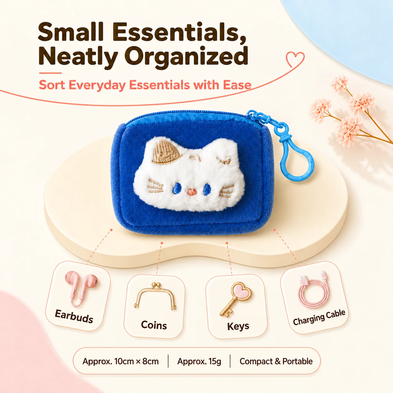 Earphone Pouch Cartoon Key Pouch Mini Zipper Pouch Lightweight For Backpack Keys Cards