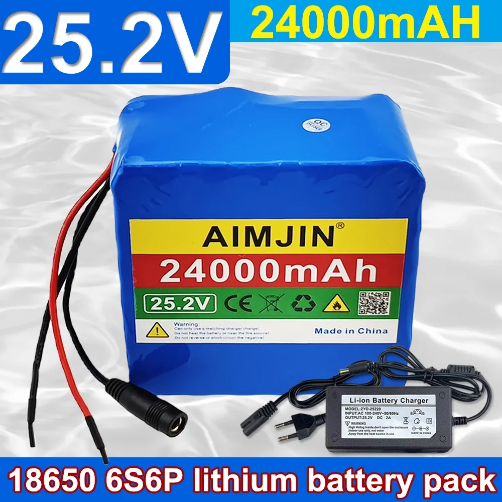 

24V 24Ah Lithium Battery 6S6P Rechargeable Battery Packs Scooter Bicycle Batteries Solar BMS+ Charger