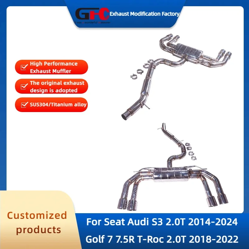 

Выхлопная система GFC Catback Valvetronic для Seat Cupra Ateca, Audi S3, Golf 7R 7.5R 2.0T, высокопроизводительная система глушения.