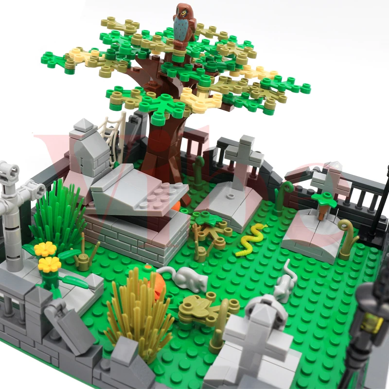 Halloween Cemetery MOC Building Blocks Set - Pumpkin Snake Horror Ghost Brick Model Kit for Friends Christmas Gift - view 6