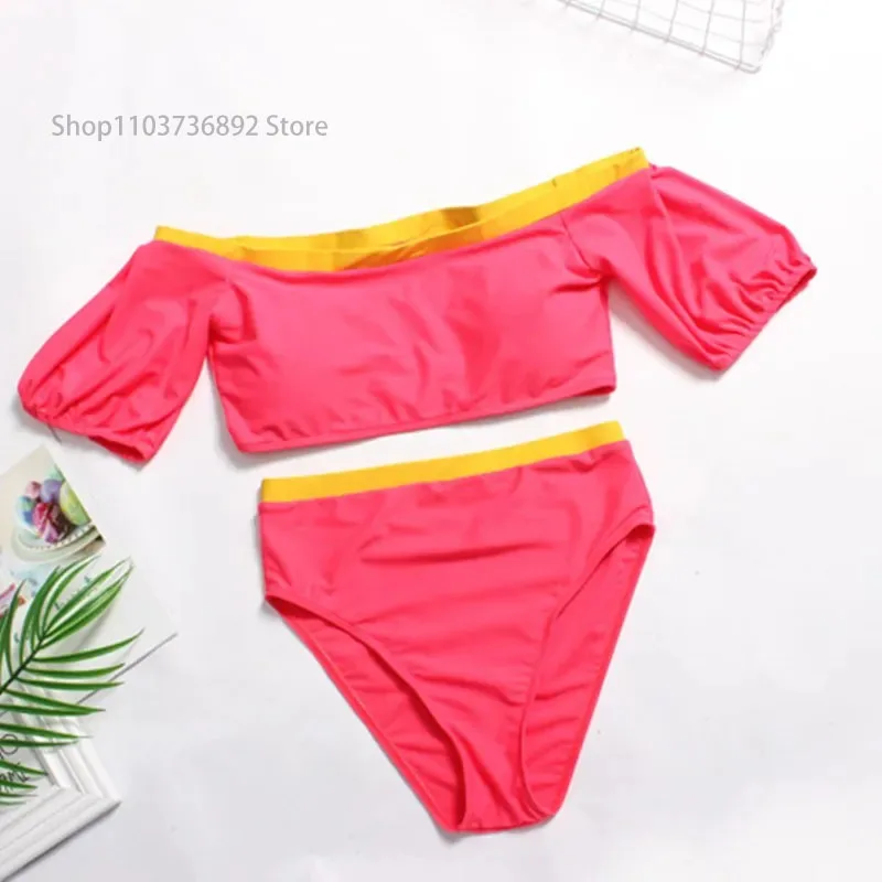 Conjunto de bikini grande para mujer, bañador de dos piezas, traje de baño grande sin tirantes de cintura alta, bikini rojo, traje de baño negro 3XL