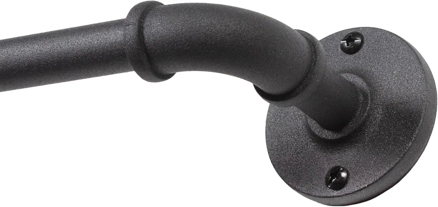 

Adler Indoor/Outdoor Black Curtain Rod - Adjustable 48 to 84 Inches for Windows, Patio - Textured Pipe Industrial Design