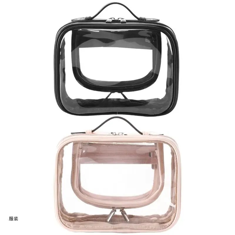 

D0UD Large Capacity Travel Makeup Transparent Waterproof Beauty Bag with Double Layered Cosmetic Case for Toiletry