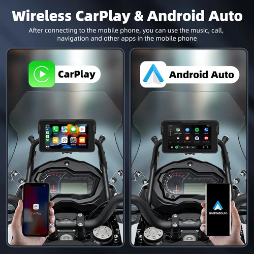 Imagen 2 del producto EKIY 5 pulgadas inalámbrico CarPlay Moto Android Auto portátil Digital motocicleta tablero GPS motocicleta pantalla de navegación