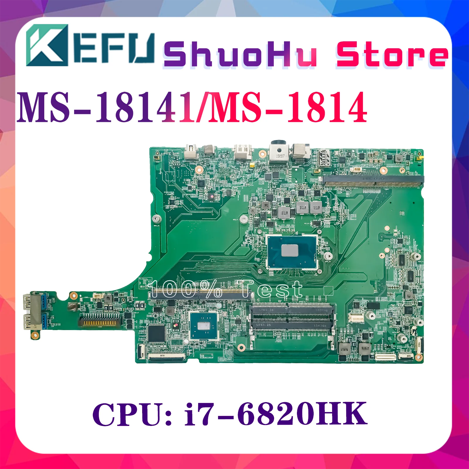 

KEFU MS-18141 Mainboard For MSI GT80S GT80 GT82 MS-1814 Laptop Motherboard With i7-6820HK DDR4*4 Slots 100% Working Well