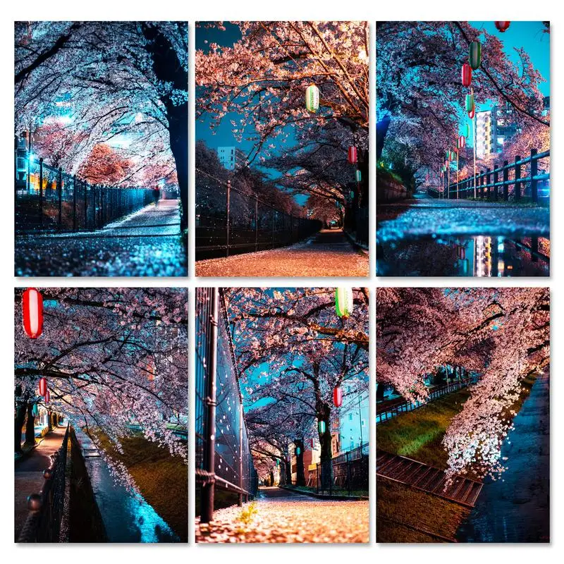 

GATYZTORY Jewelry Diamond Painting With Frame Sakura Street Landscape DIY Crafts Gift Cross Stitch Full Diamond Mosaic