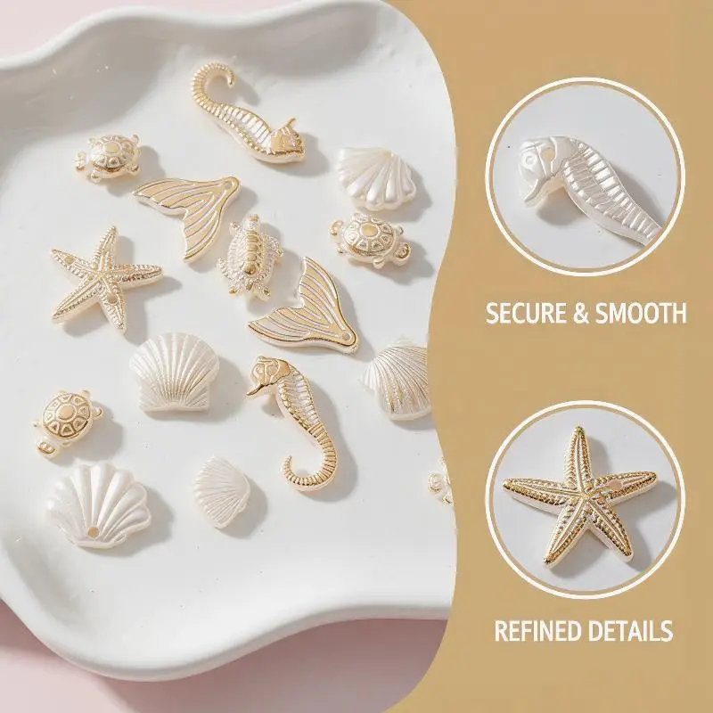 Handcrafted 30 Marine Series Bead Bracelets with Unique Resin-style Shells Conches Seahorses Must-have for Ocean Lovers
