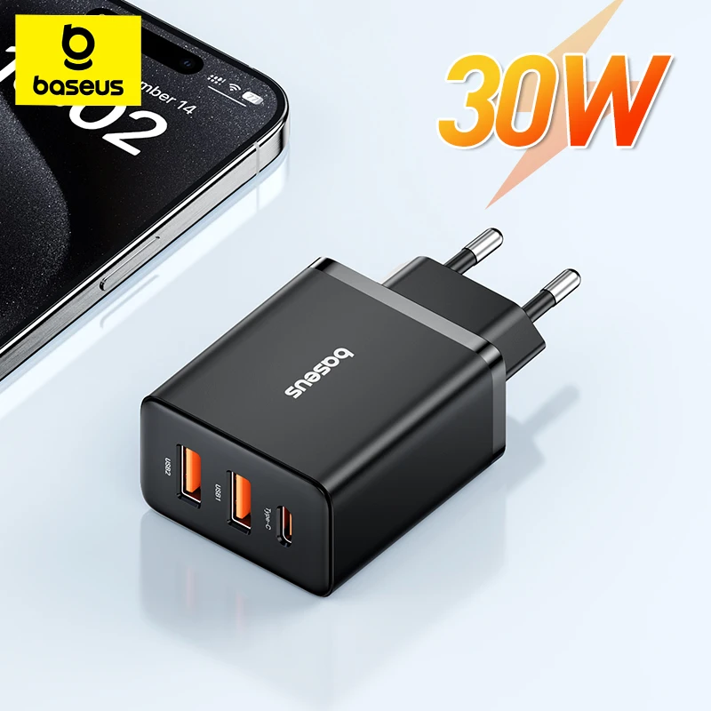 Baseus 30W USB Charger QC3.0 PD3.0 Type C PD Fast Charging Quick Phone Charger For iPhone 15 14 13 12 Pro Max Xiaomi Samsung