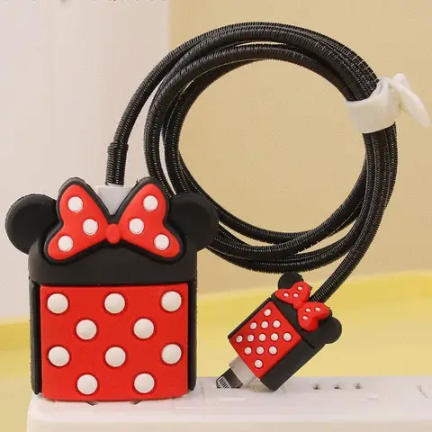 Dsn Figure Minnie Mickey Charging Protective Case for Apple Fast Charging Head 18/20W Anti Drop Cable Organiser Charge Protector
