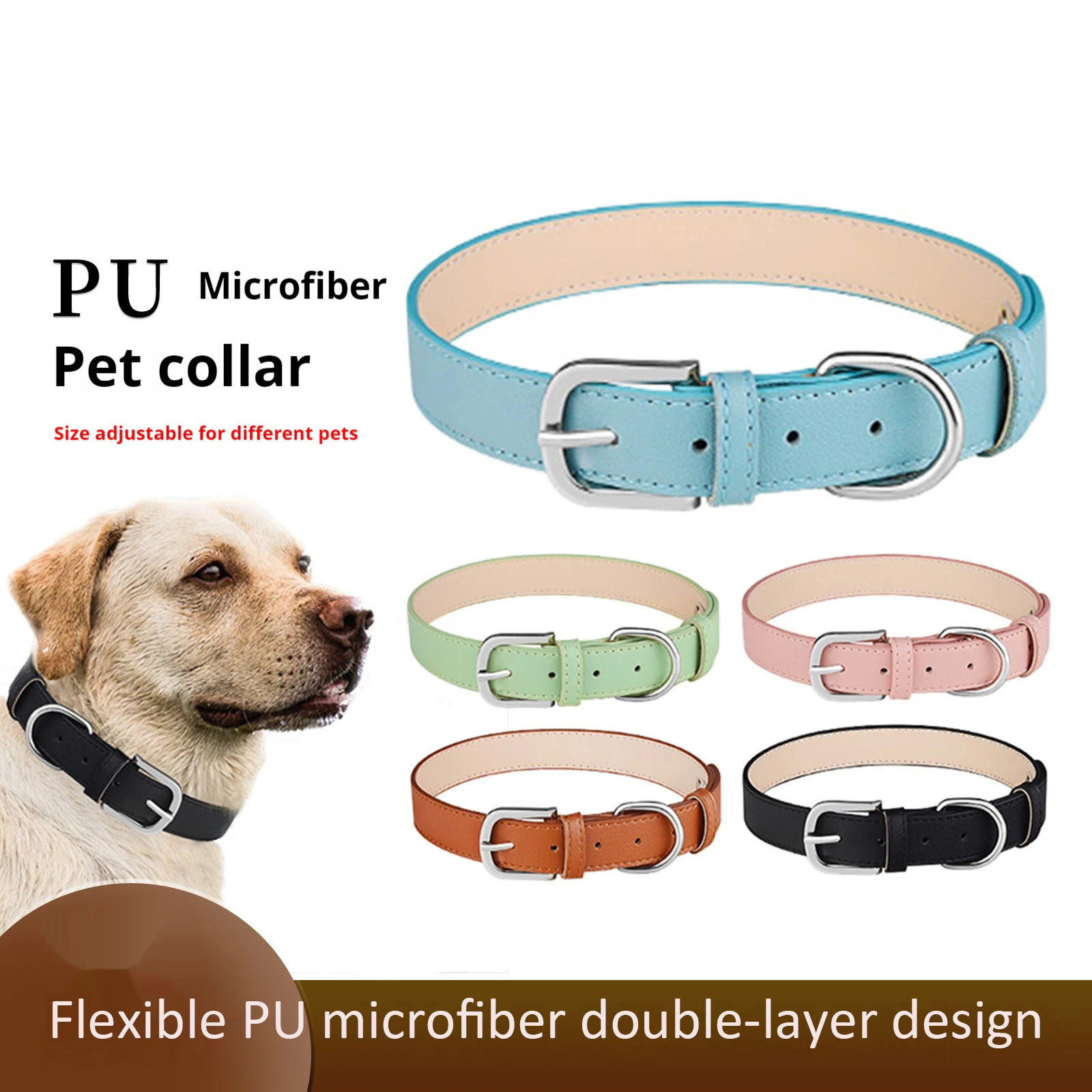 

Pet Dog Collar Adjustable Soft Leather Necklace Puppy Kitten Neck Strap Accessories Small And Medium Cat Dog Supplies