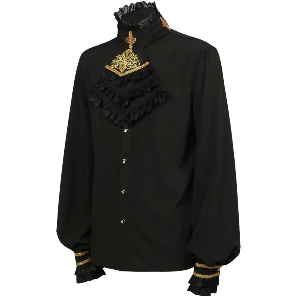 Vintage Man Shirts And Blouses England Style Medieval Gothic Renaissance Victorian Steampunk Ruffle Shirt Tops Clothing For Men