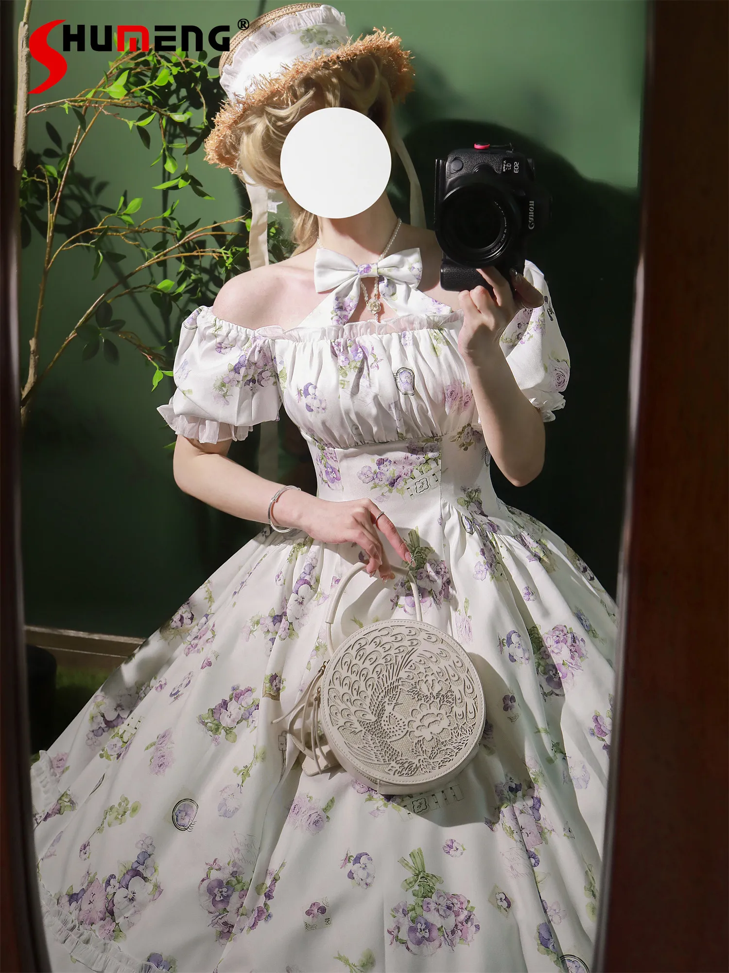 

Original Spring and Summer New American Women's Vintage Dress French Sweet and Elegant CLA Print Dress Tea Party Princess Dress