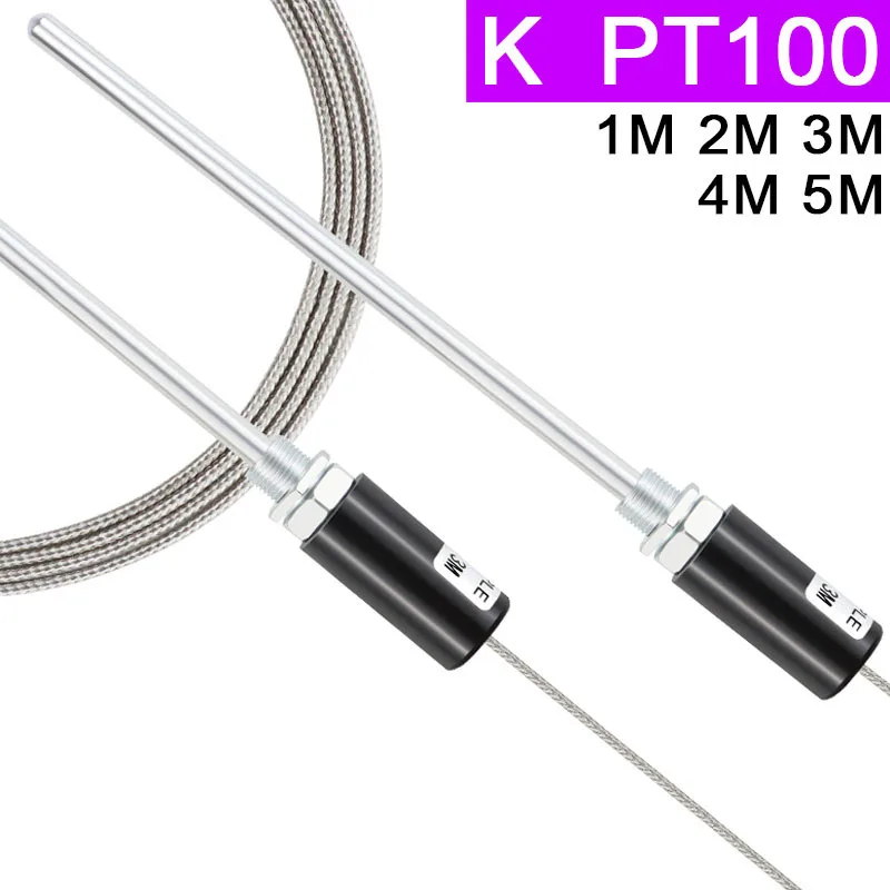 

Термопара PT100 Датчик K Тип 200 мм Стержневой зонд Сопротивление Провод датчика температуры M12 Длина линии 1 м 2 м 3 м 4 м 5 м