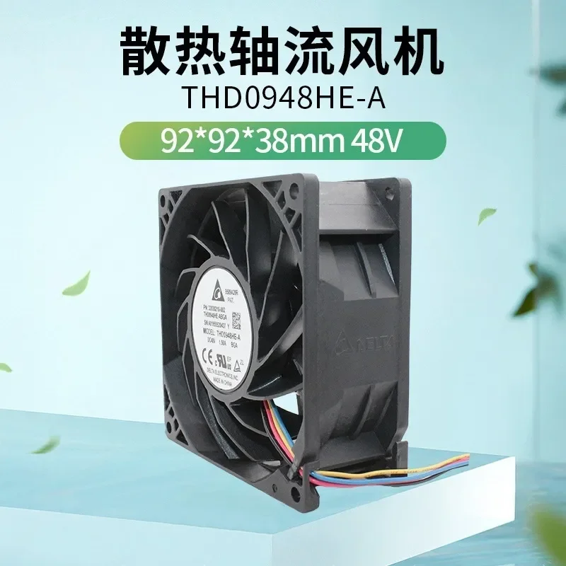 Delta THD0948HE-A 9038 High-Performance DC48V 1.5A 4-Wire PWM Temperature-Controlled 9cm Server Cooling Fan for Delta