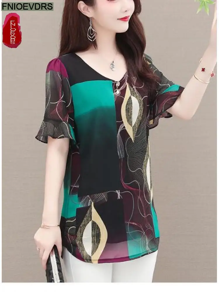 M-5XL Loose Clothes 2023 Women European Style Office Lady Long Shirt Holiday Floral Print Belly Black Tunic Peplum Top Blouses