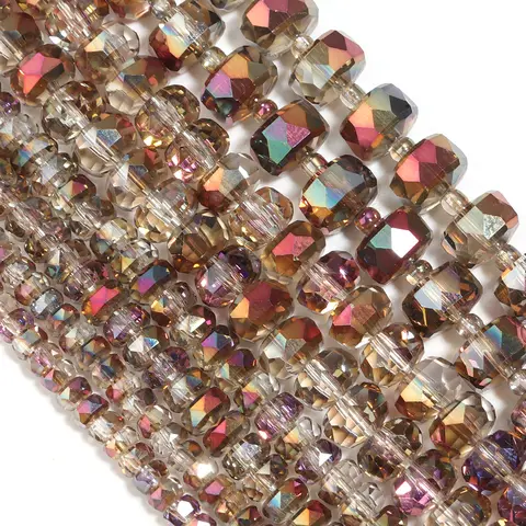 4/6/8mm Wheel Shape Austrian Crystal Glass Beads Flat Round Glass Loose Beads For Jewelry Making Bracelets DIY Accessories