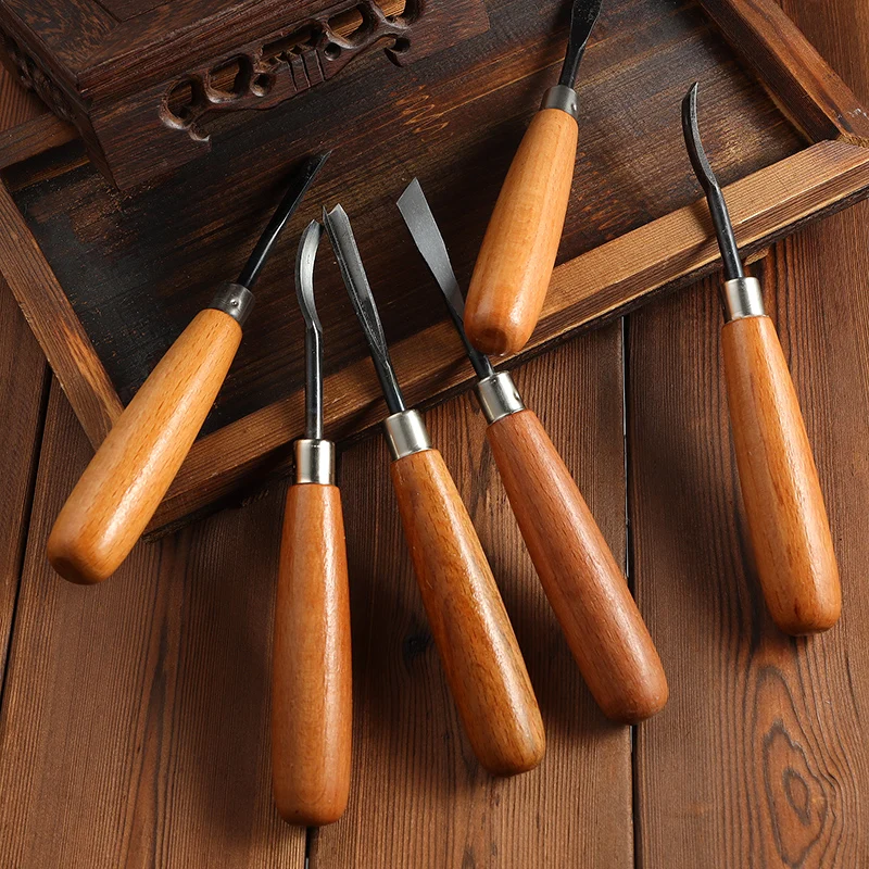 6/8Pcs Wood Chisel Set Woodworking Hand Carving Tool Set Woodcarving Spoon Cutter Carpenter Tools Wood Carving Knife DIY Peeling