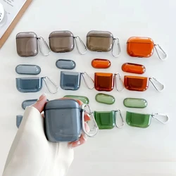 Candy Color Soft TPU Earphone Case With Keychain for Airpods Pro 2nd Generation Air Pods 4 2024 3 2 1 3rd Gen Cover Accessories