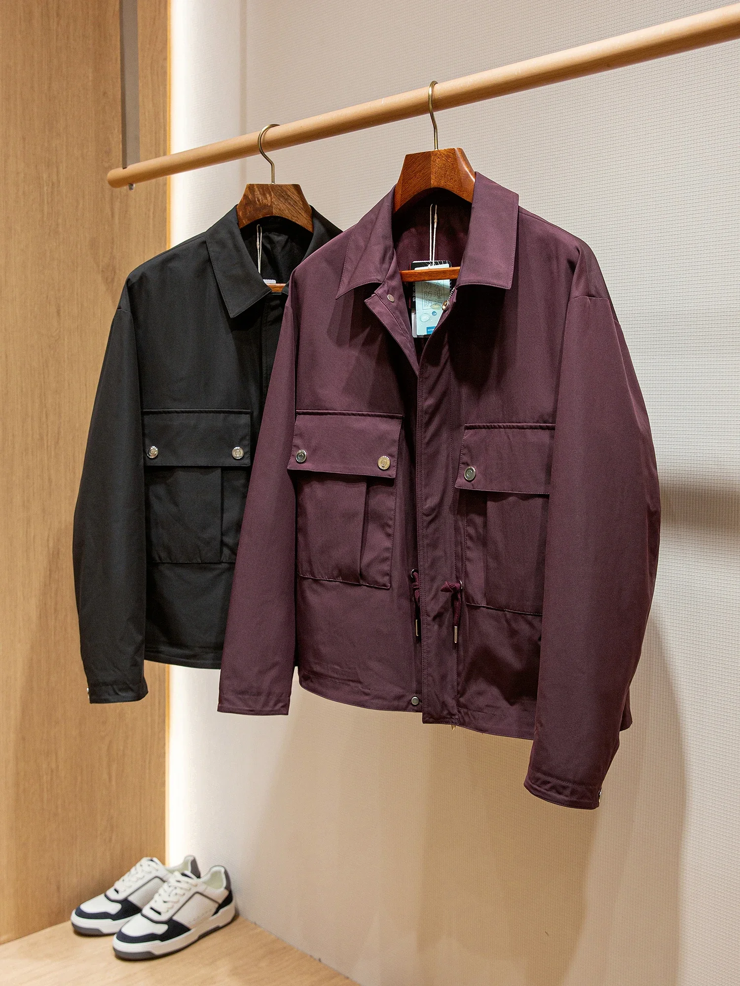 

2025 spring fashion flip pocket drawstring loose lapel jacket jacket men