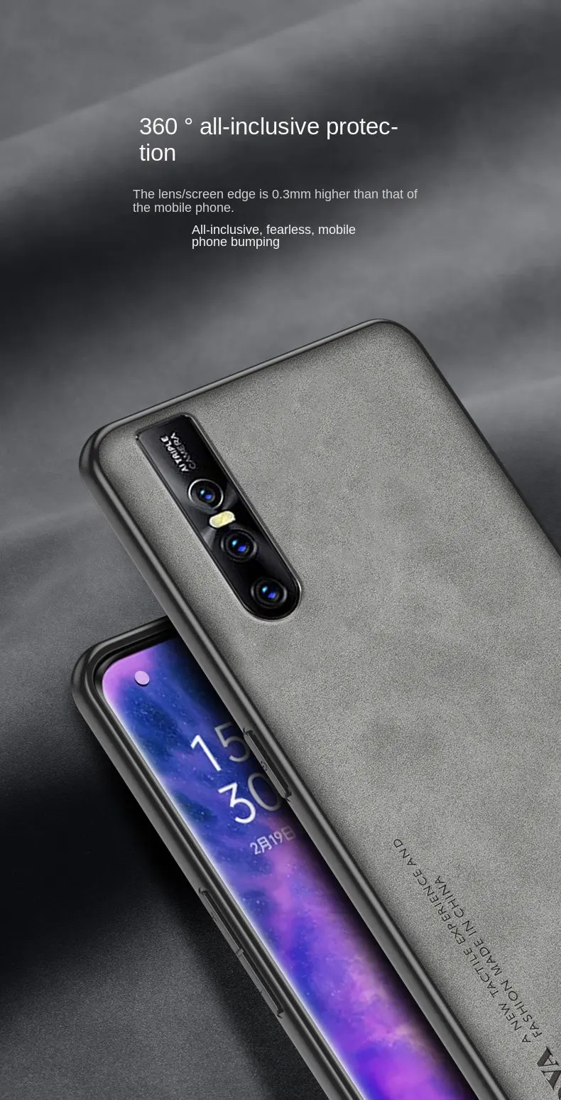 Vivo V15 Pro V15Pro Case PU Leather Skin Shockproof Hard Matte Back Cover Phone Case Silicone Bumper for Vivo V15 Pro 1818