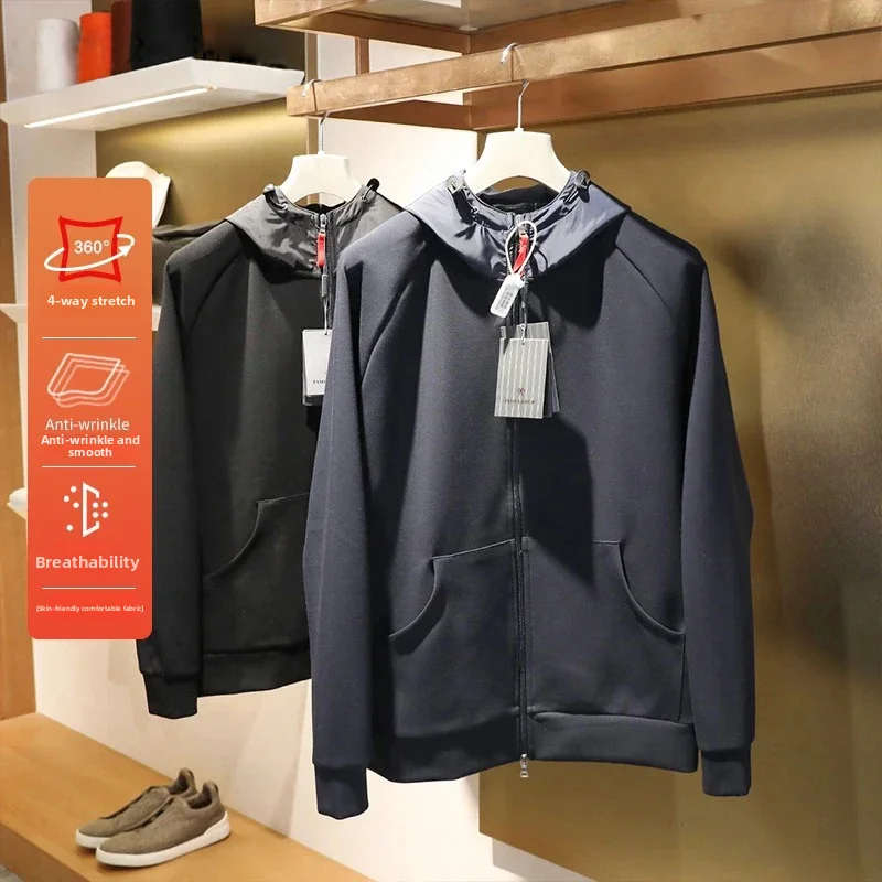 

Роскошная импортная трикотажная ткань с воздушной прослойкой: мужская повседневная толстовка-куртка в городском стиле для ежедневной носки