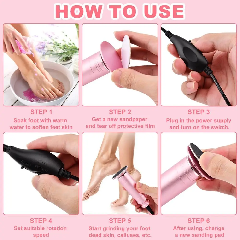 Limas para pies YTYIN, raspador eléctrico para pies, eliminador de callos, potente masaje eléctrico para pies, máquina de eliminación de callos, pedicura de pies T