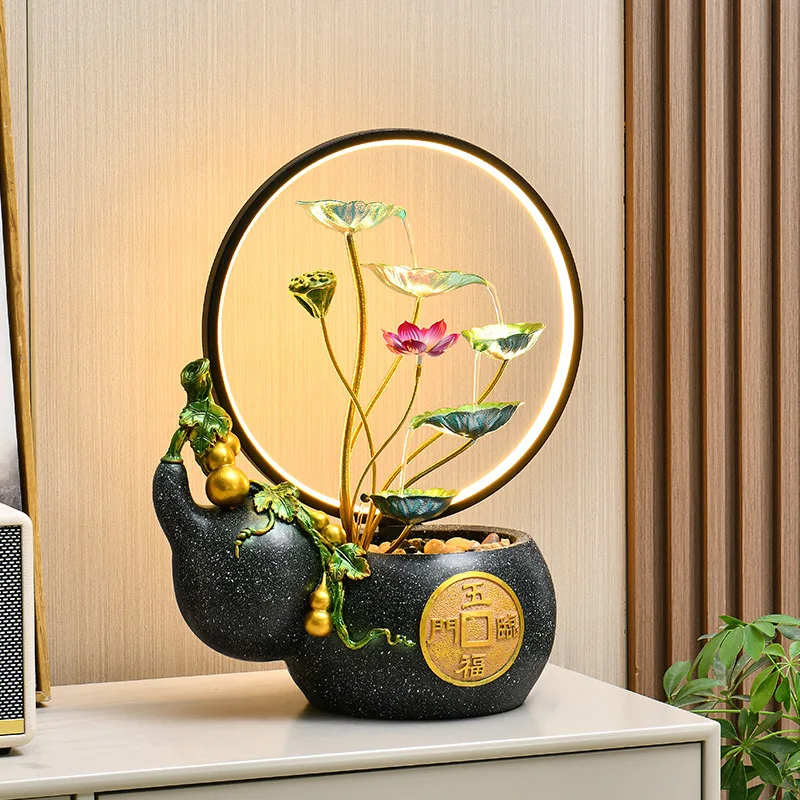 wheel, water scene, flowing water wealth, circulating water ornaments, decorating living room, entranc