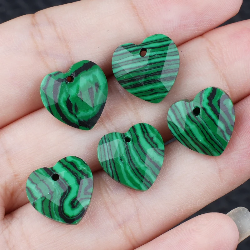 المبهر 13 مللي متر الملكيت الأوجه القلب حجر الخرز 5 قطعة كريستال سحر ل الحب صنع المجوهرات الأوجه قلادة الأحجار الكريمة #2