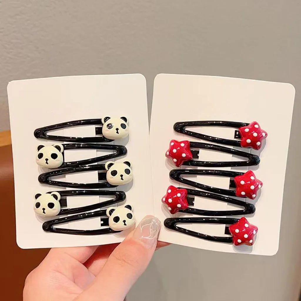 4 pezzi per bambini frangia capelli spezzati clip BB rosso pois lato forcina per bambini copricapo accessori per capelli per bambini per ragazze