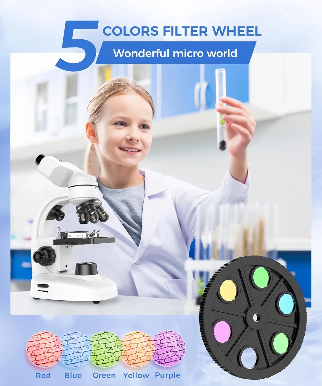 Mikroskop dwukomorowy dla dorosłych, profesjonalistów i dzieci, powiększenie 40X-2000X z oświetleniem LED, nowa popularność