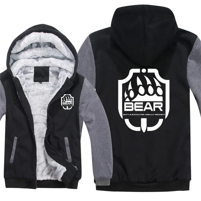 الشتاء الهروب من Tarkov الدب هوديس سستة سميكة للجنسين الهروب من Tarkov البلوز رجل معطف دافئ الصوف الشارع الشهير سترة