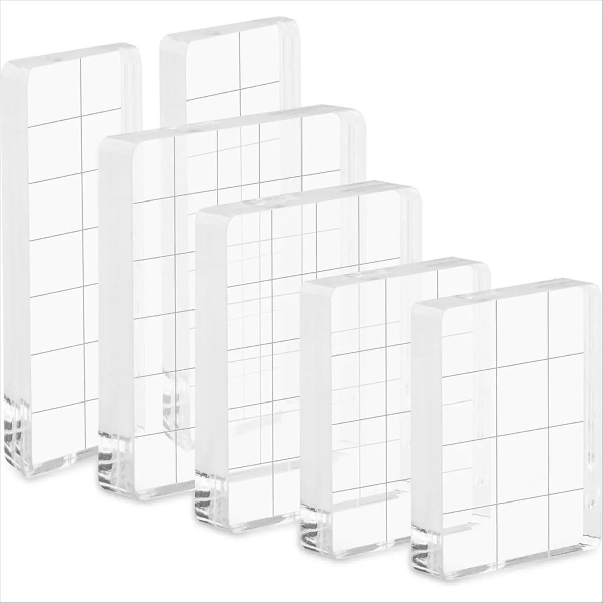 *CLOS 6PCS Acrylic Stamp Block, 4 Size Clear Stamp Blocks Decorative Stamps Block Stamp Block Decorative Stamps Scrapbooking