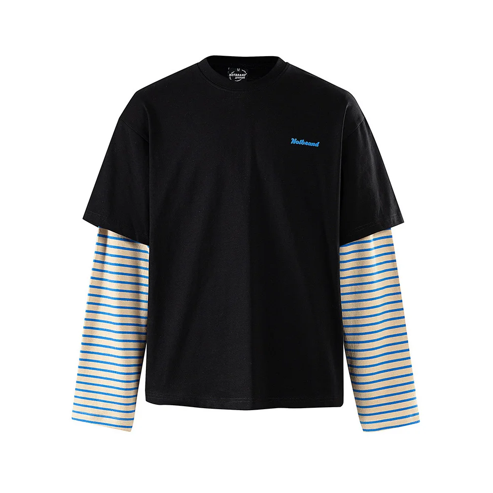 Campus Boys Girls Splice Stipe Long Sleeve Tshirt Men Women Streetwear Fashion Hip Hop Loose Casual T-shirt Couple T Shirts