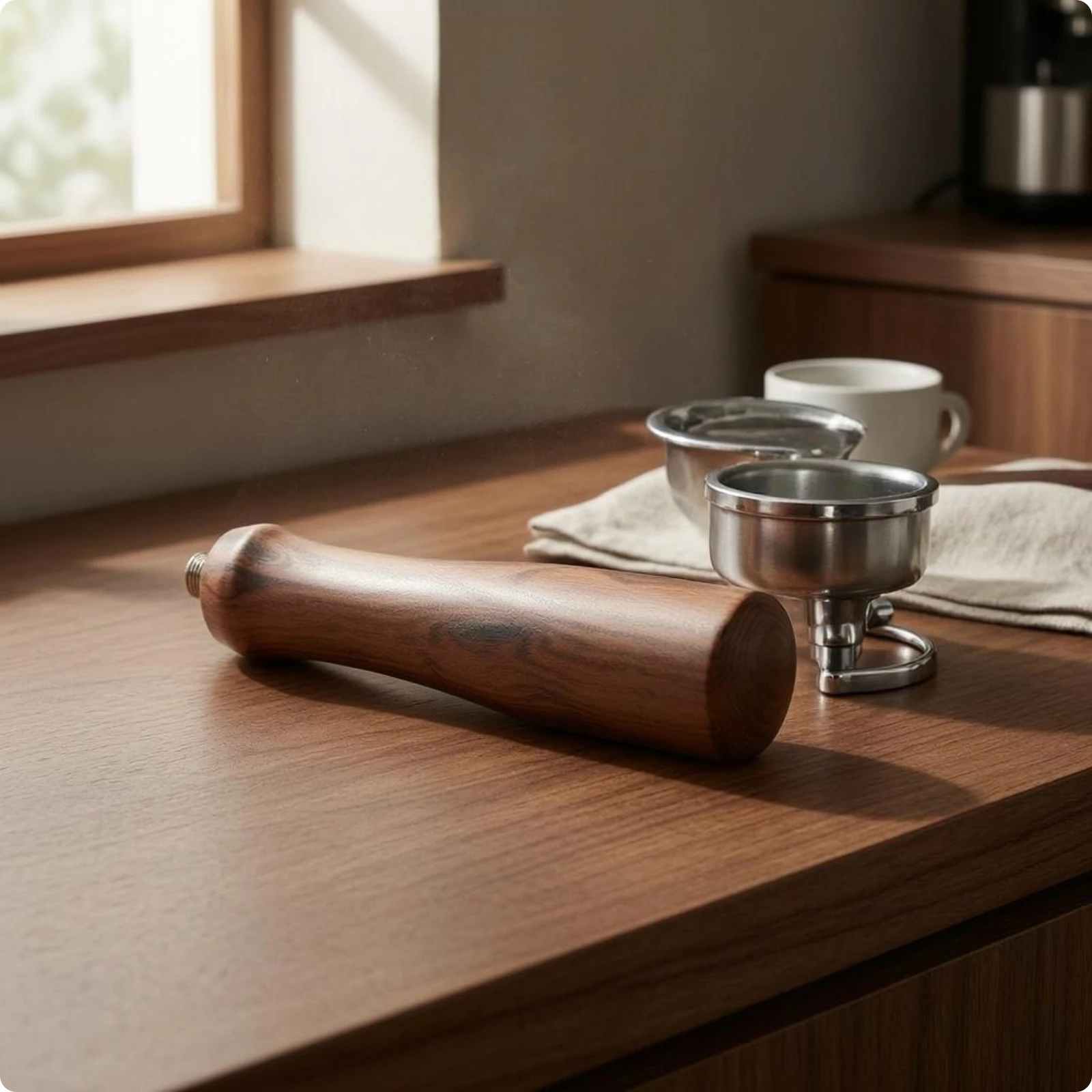 Portafilter Handle Tapered 12mm Thread Portafilter Handle Smooth Rosewood