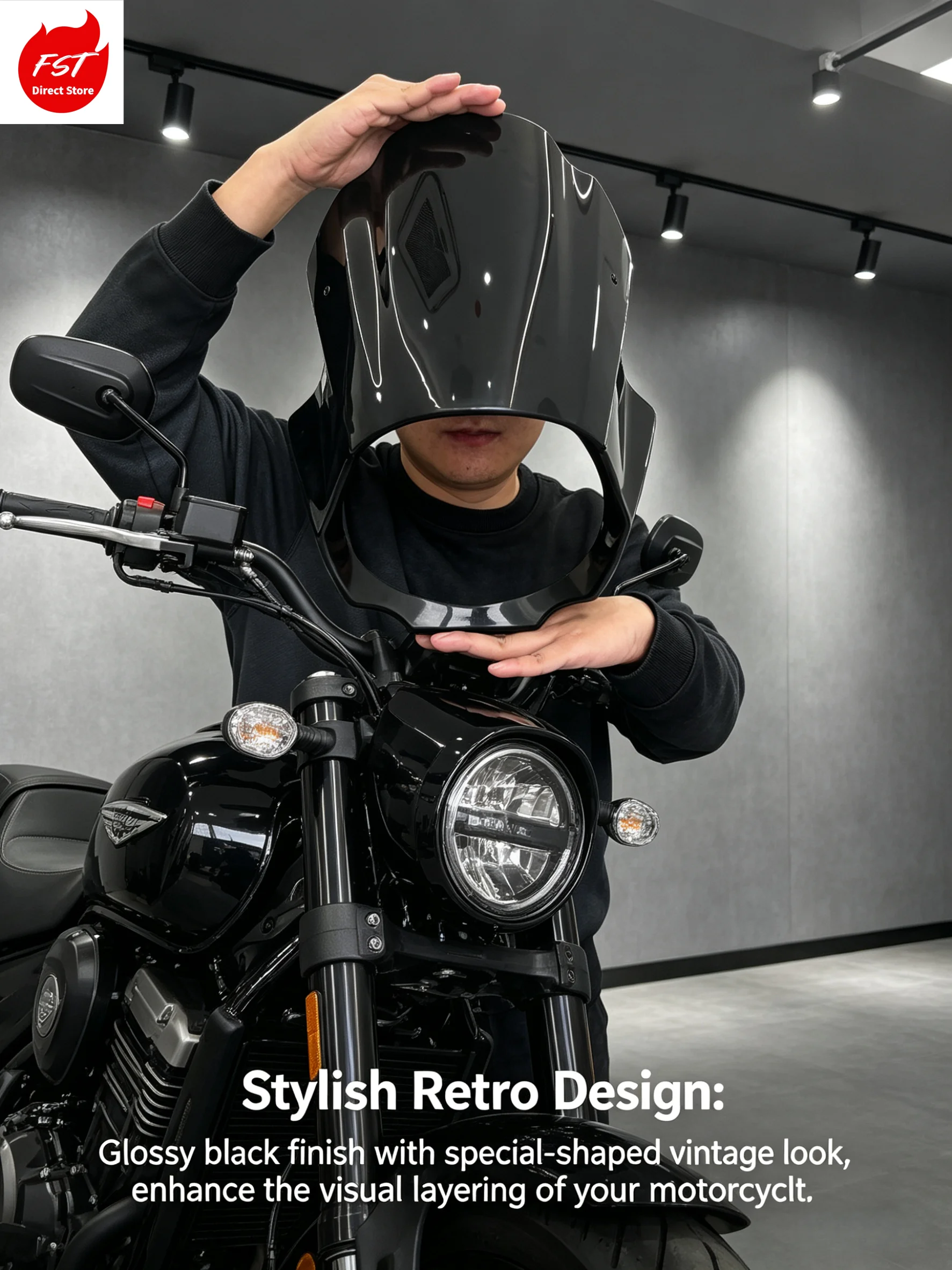 BENDA Pig-Head Shaped Headlight Covers for Chinchilla 450/500 Black Flag 500 Grey Stone 250 Retro Style Motorcycle Headlamp Cove