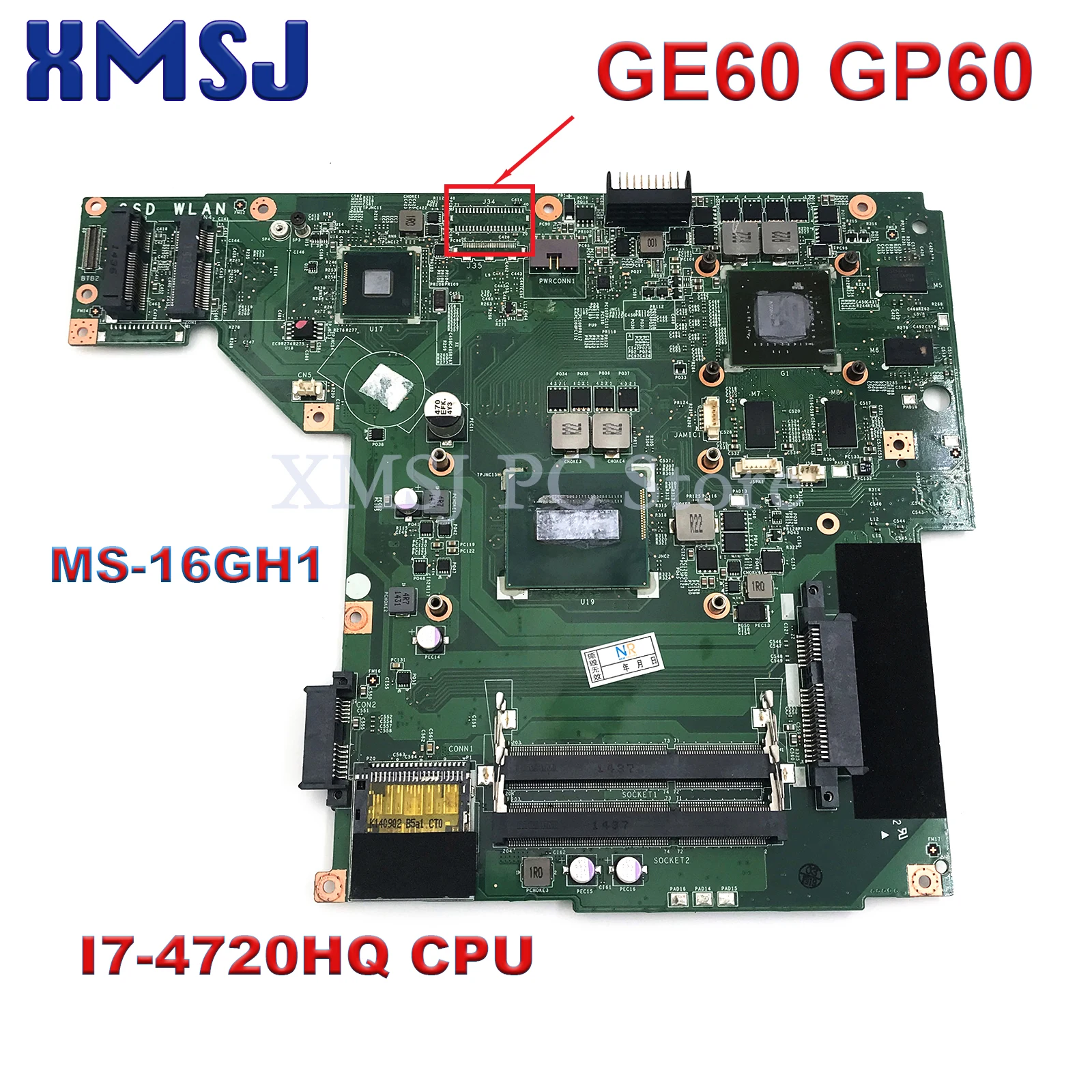 

For MSI GT72 6QD GT72S 6QE MS-1782 Laptop Motherboard MS-17821 With i7-6700HQ CPU 100% work