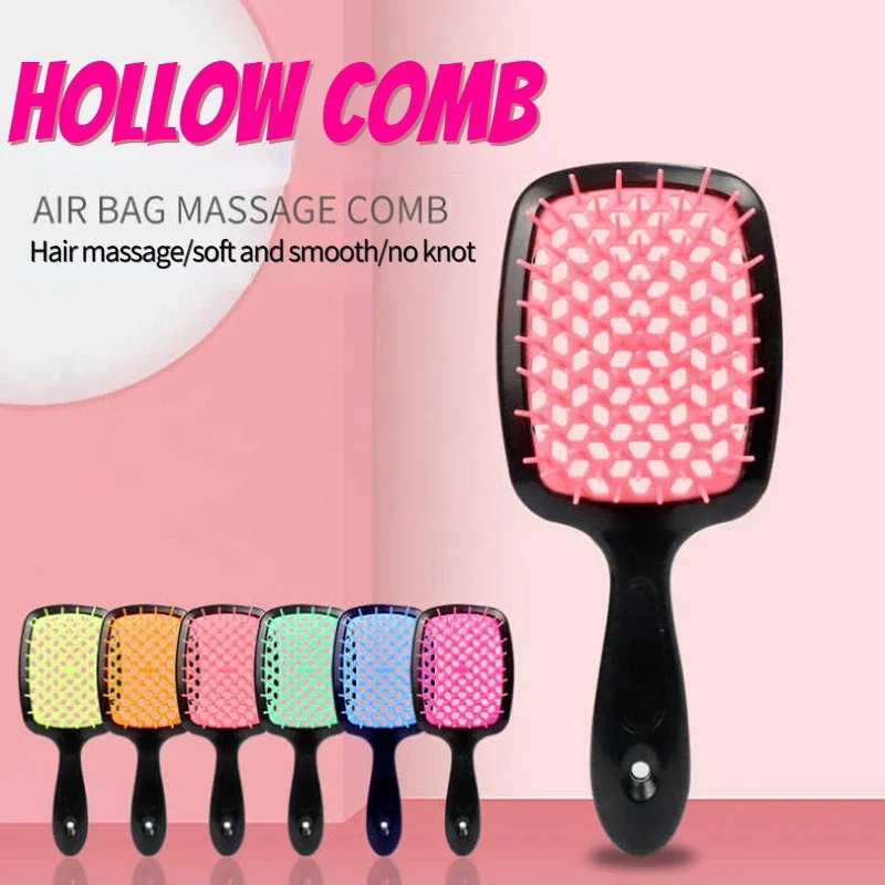 Tangled Hair Comb Detangling Brush Massage Combs Hollow Out Wet Curly Brushes Barber Salon Styling Tools