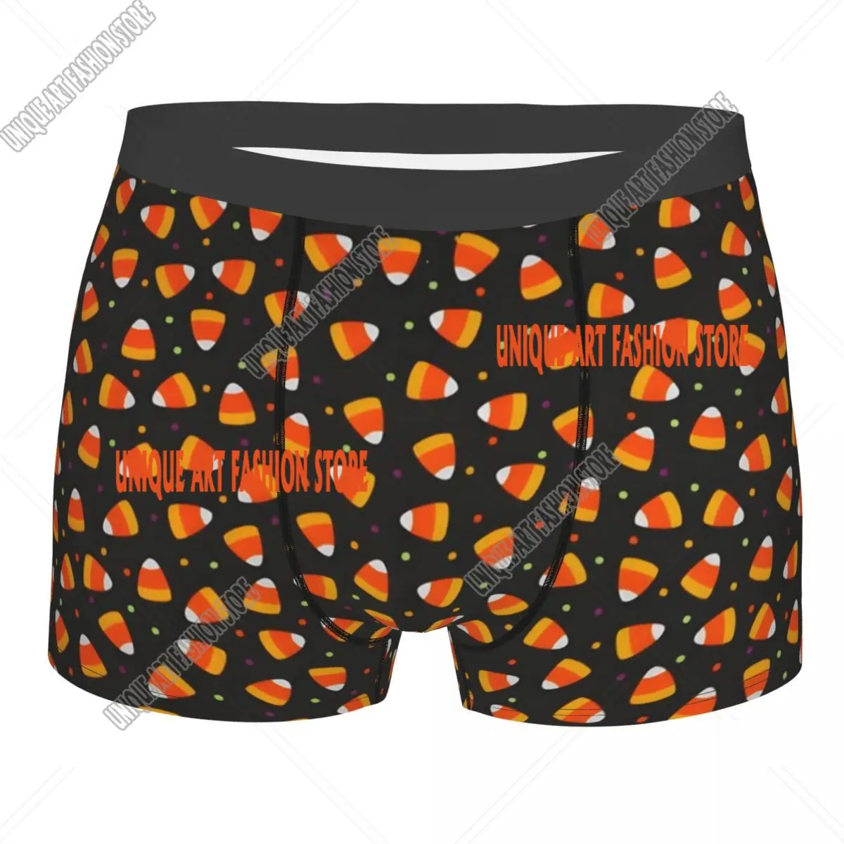 Custom Candy Corn Dots On Black Halloween Novelty Underwear Male Printed Boxer Briefs Shorts Panties Soft Underpants