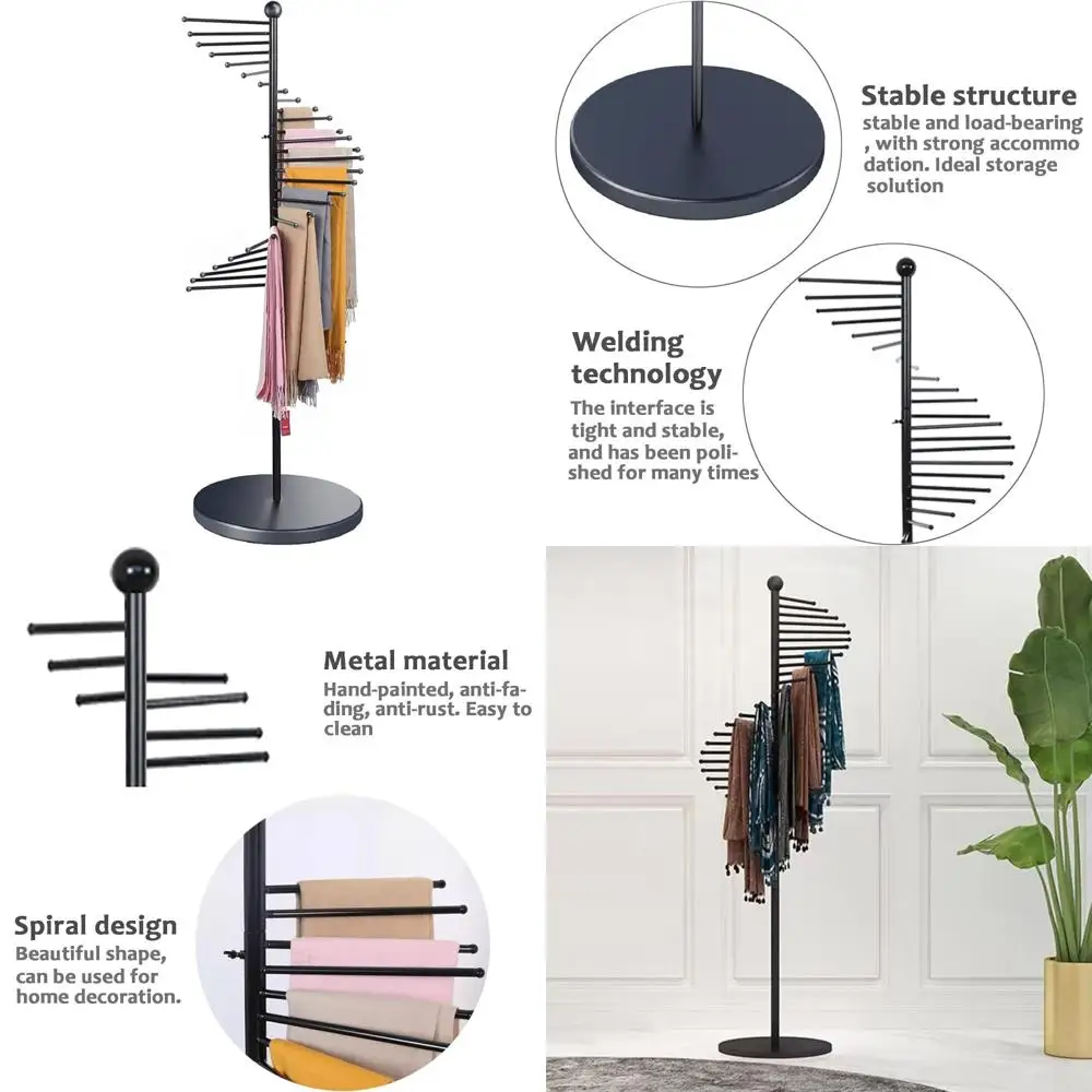 

Металлическая отдельно стоящая стойка для шарфов, спиральный держатель для хиджаба и одежды, компактный дизайн для коммерческого и домашнего использования