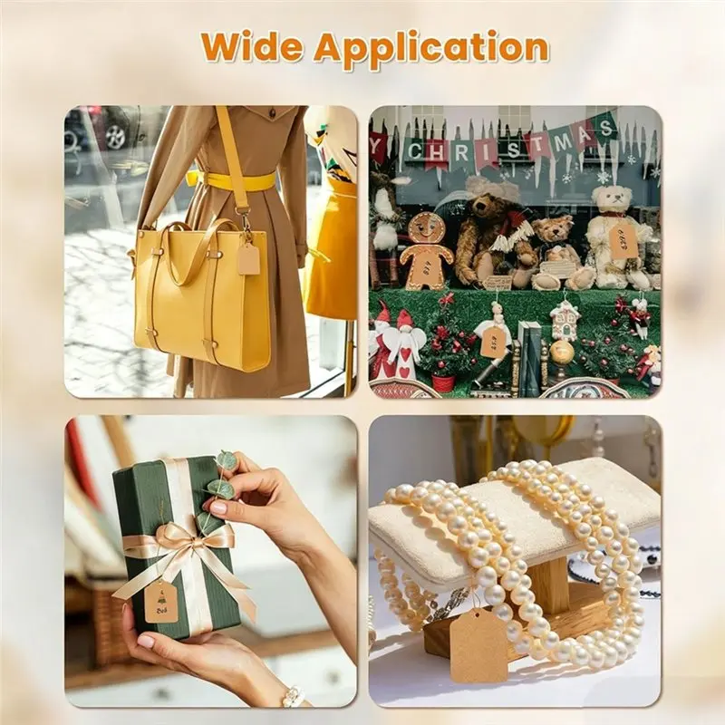 AB34-Brown Price Tags With String Attached 500 Pcs, Writable Tags For Gifts,Clothing, Jewelry And Small Business view 3