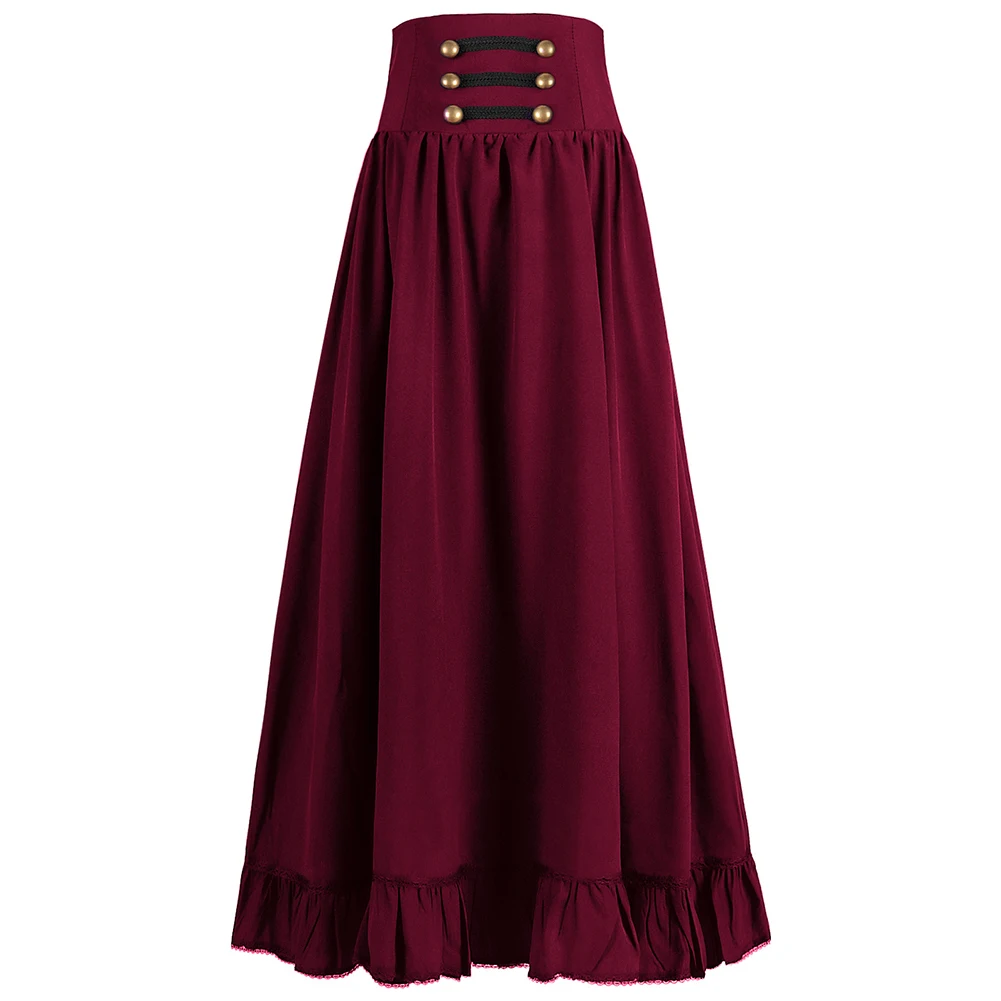 

For Costumes For Daily Wear Gothic Maxi Skirt Steampunk Skirt Party Wear Themed Events Pleated Silhouette Casual Style