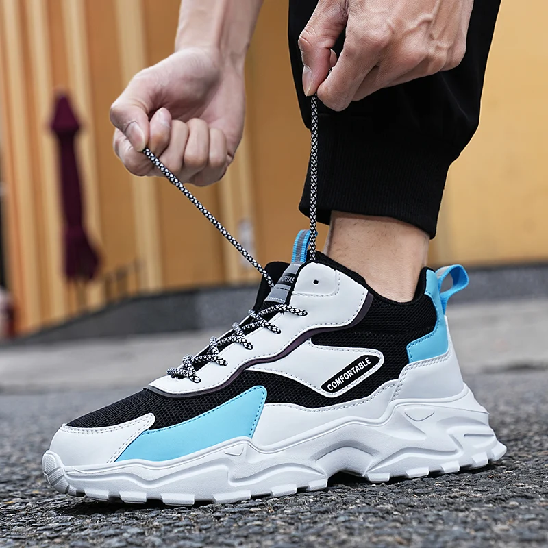 

Breathable Thick-soled High-heeled Men's Shoes, Mesh Surface Running Sports Shoes, Anti-slip and Wear-resistant Casual Sneakers