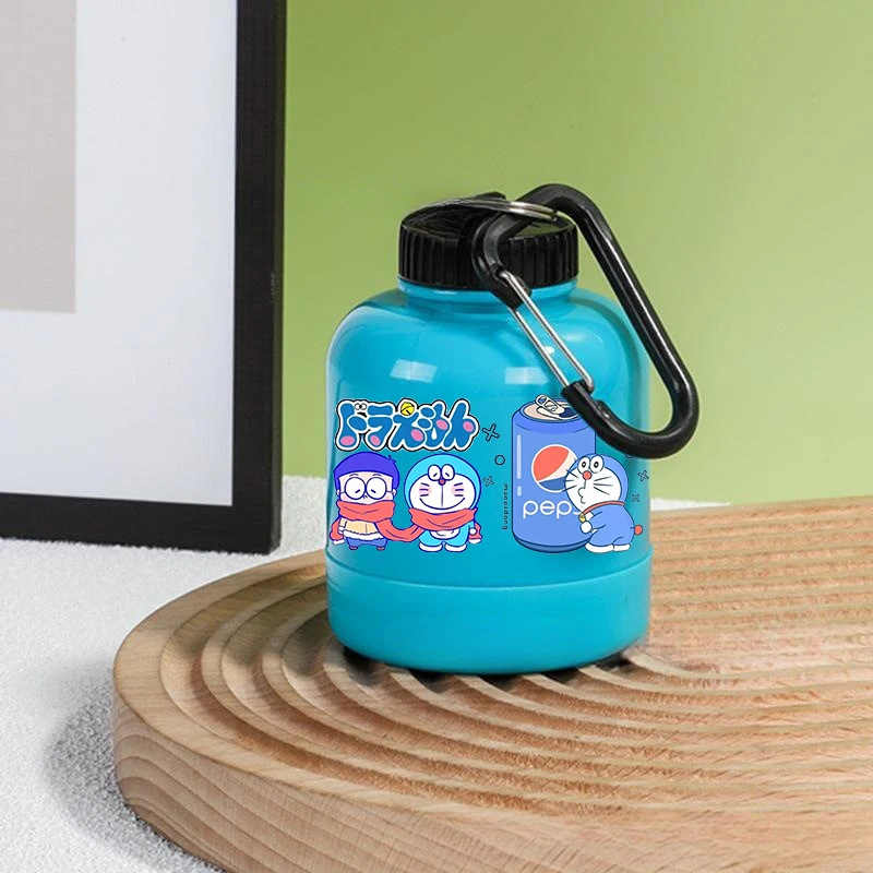 200 ミリリットルドラえもん薬粉末ボトルポータブルプロテインパウダーボックスアウトドアスポーツ収納キーホルダー付き健康漏斗薬箱