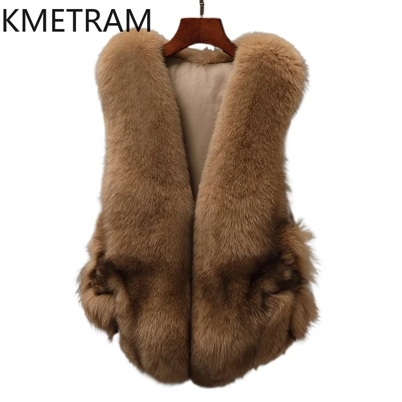 

Natural Fox Fur + Mink Fur Vest Women Luxury Furry Sleeveless Real Fur Jacket Woman 2025 Winter Clothes New in Outerwears шуба