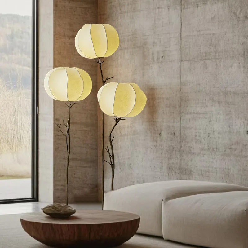 

living room floor lamp wabi-sabi wind creative art medieval silk fabric art Song Dynasty aesthetics