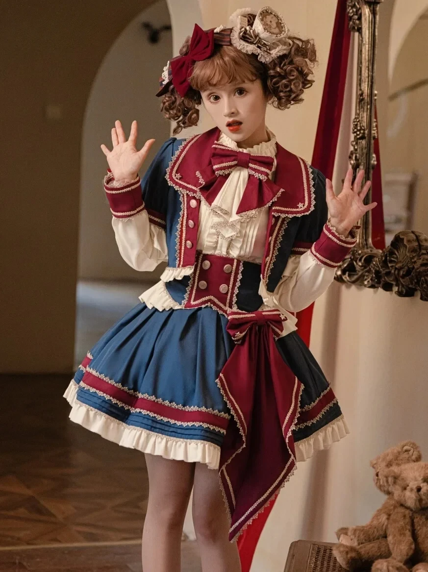 

Autumn New Fashion Cute Girl SK Lolita Skirt Sets Doll Coat Long-sleeve Shirts High Waist Slim-fit Skirt Women's 3-Piece Set