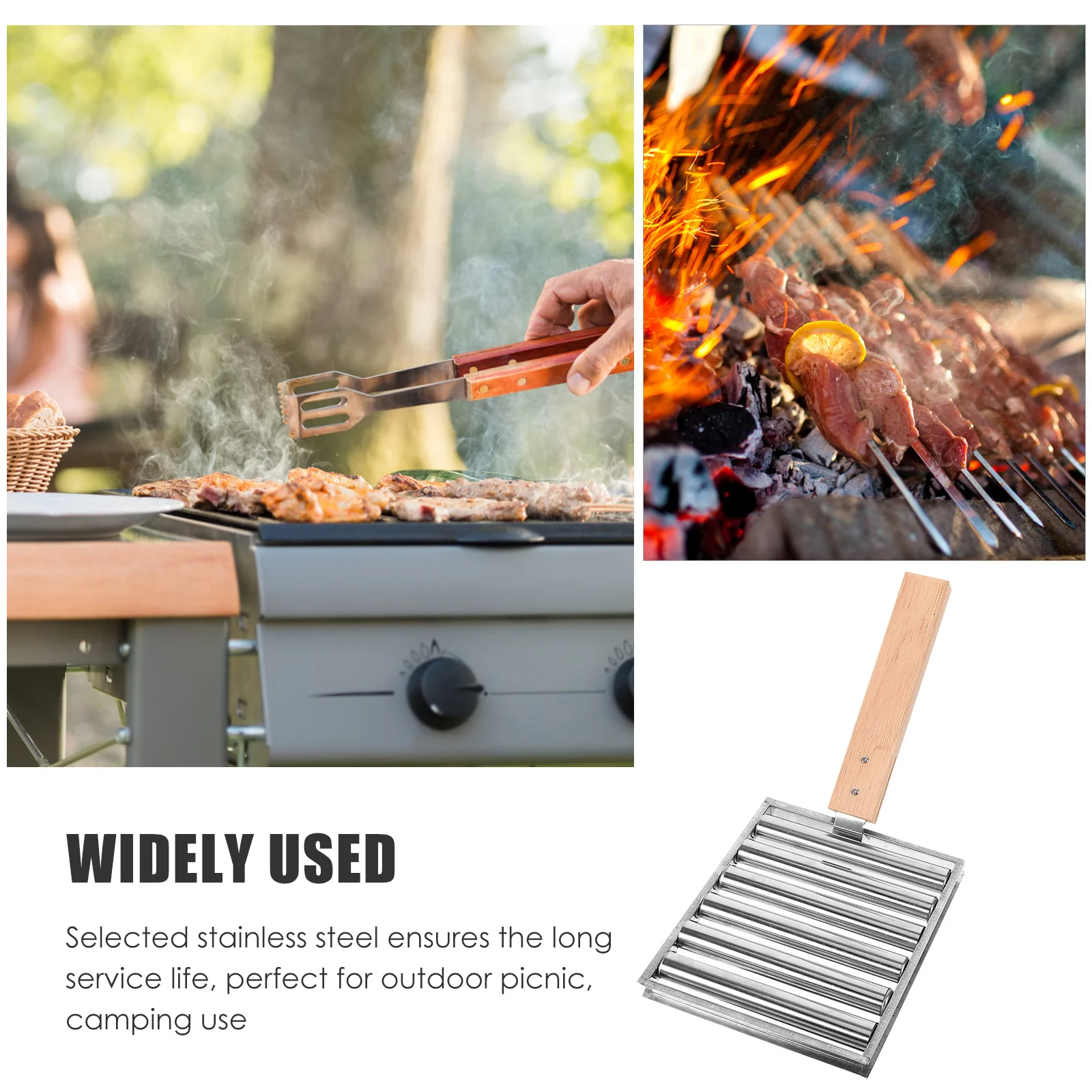 

Sausage Bbq Stand Grill Portable Roller Rack Camping Outdoor Barbecue Stainless Steel Grate Furnace End Holder Picnic Fire Stand
