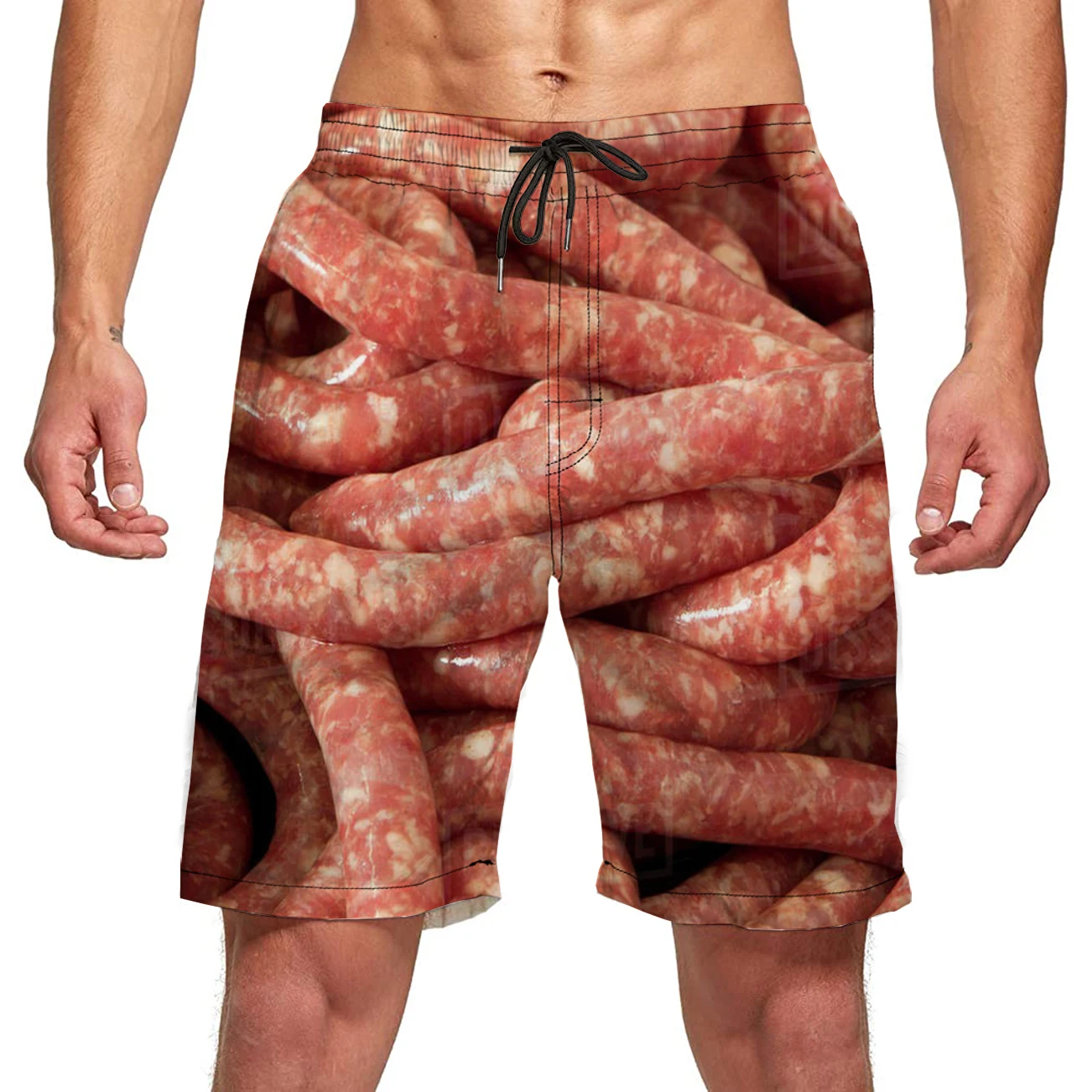 

Gourmet Food Graphic Beach Grilled Sausage Shorts For Men 3D Pattern Sausage Boardshorts Men/Women Meat Sausage Short Pants