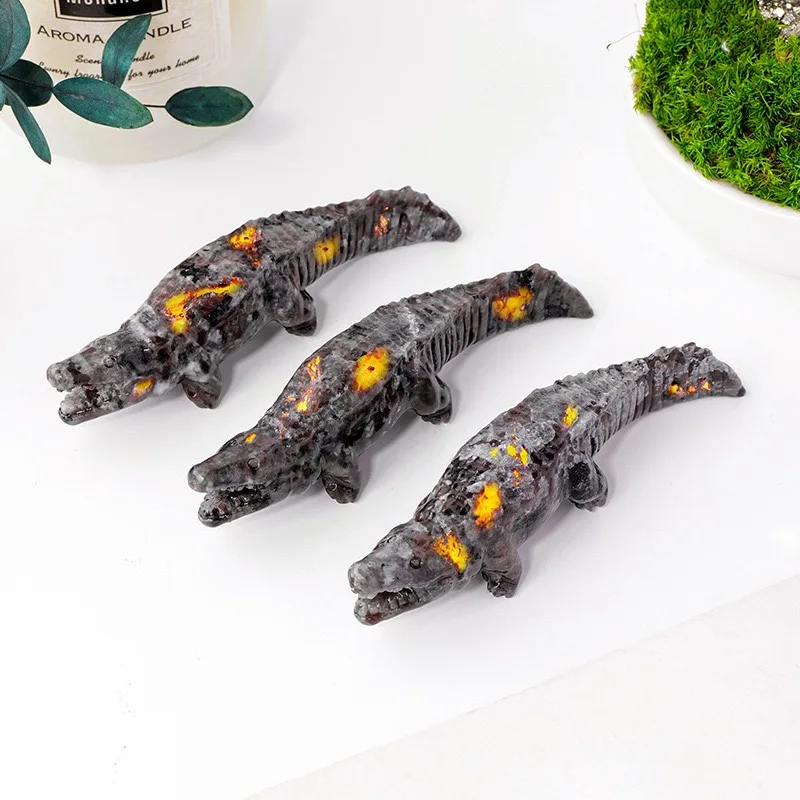 

Натуральный черный обсидиан, аллигатор, резьба, защитная скульптура, необработанный драгоценный камень, искусство для фэн-шуй, декор стола, лечебный подарок